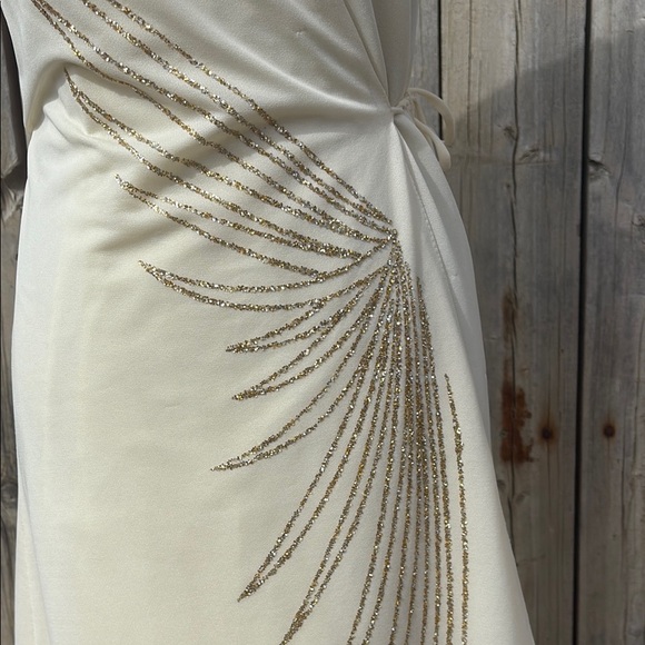 Elegant Cream Dress with Embellished Design - Picture 3 of 9
